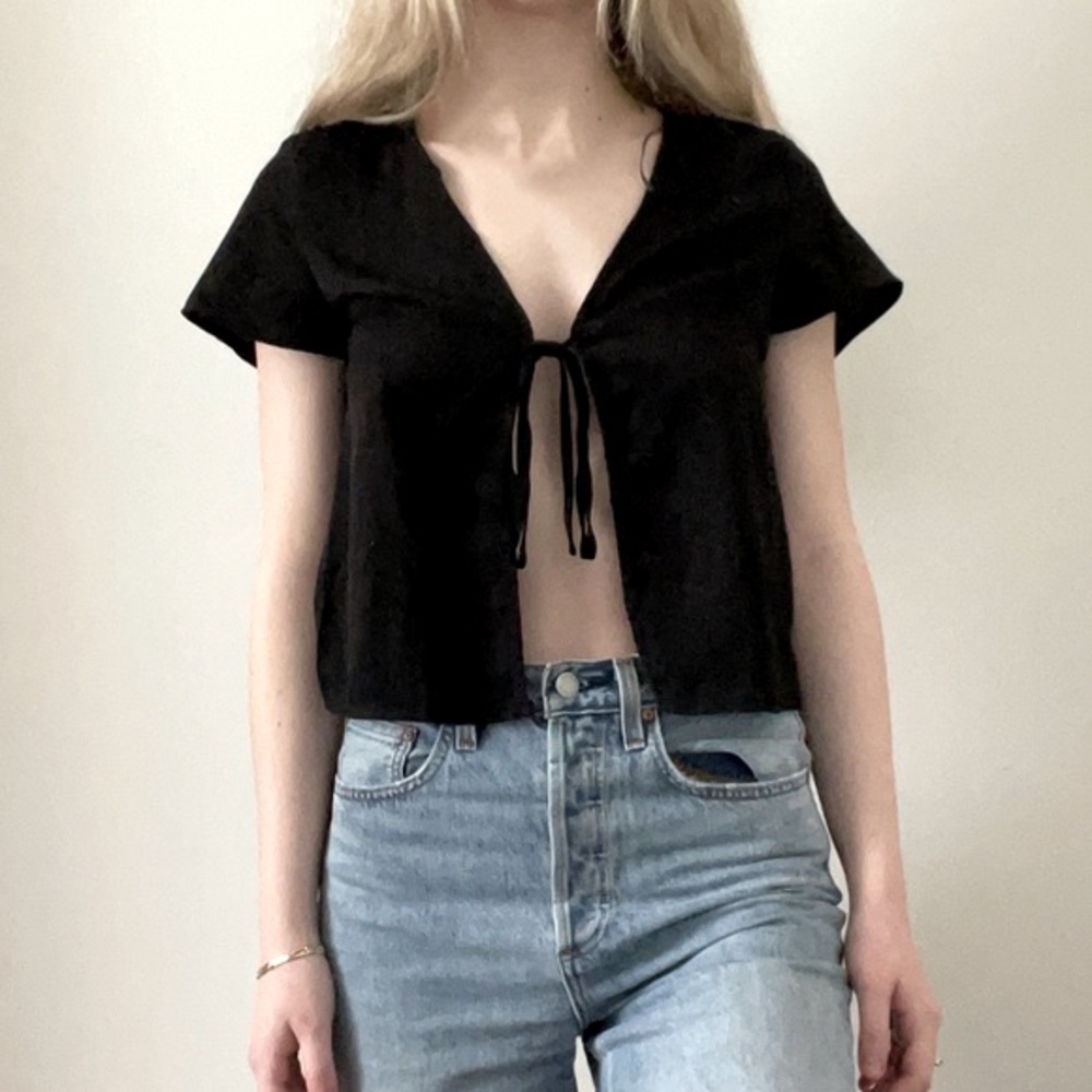 Princess Polly front tie linen tshirt